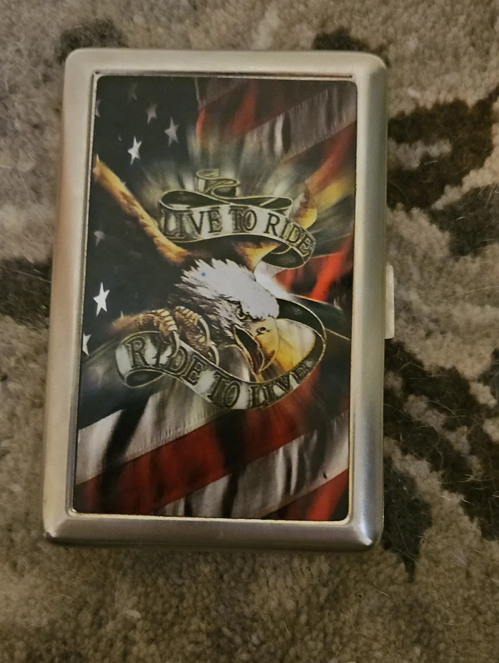 Patriotic Eagle Metal Card Case - Silver Finish